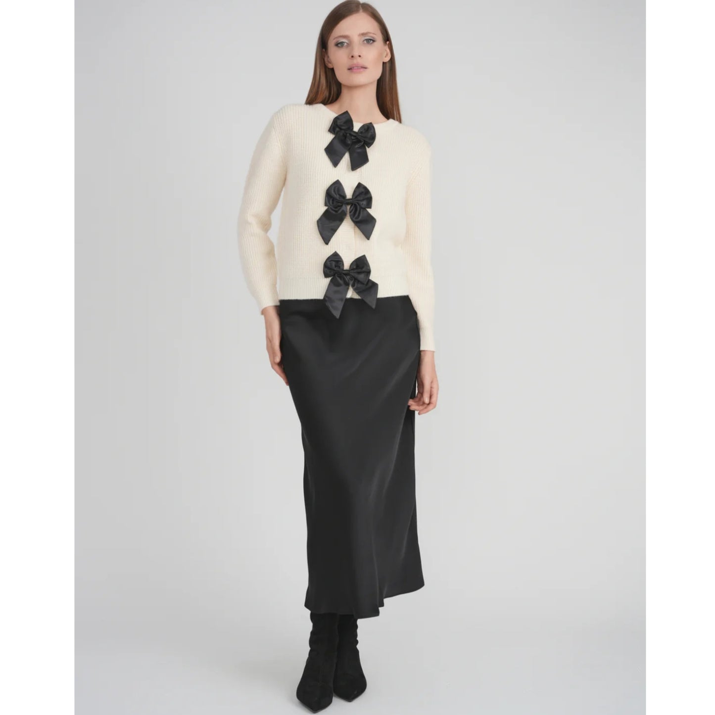 Bow Cardigan Ivory - The Mimi Boutique