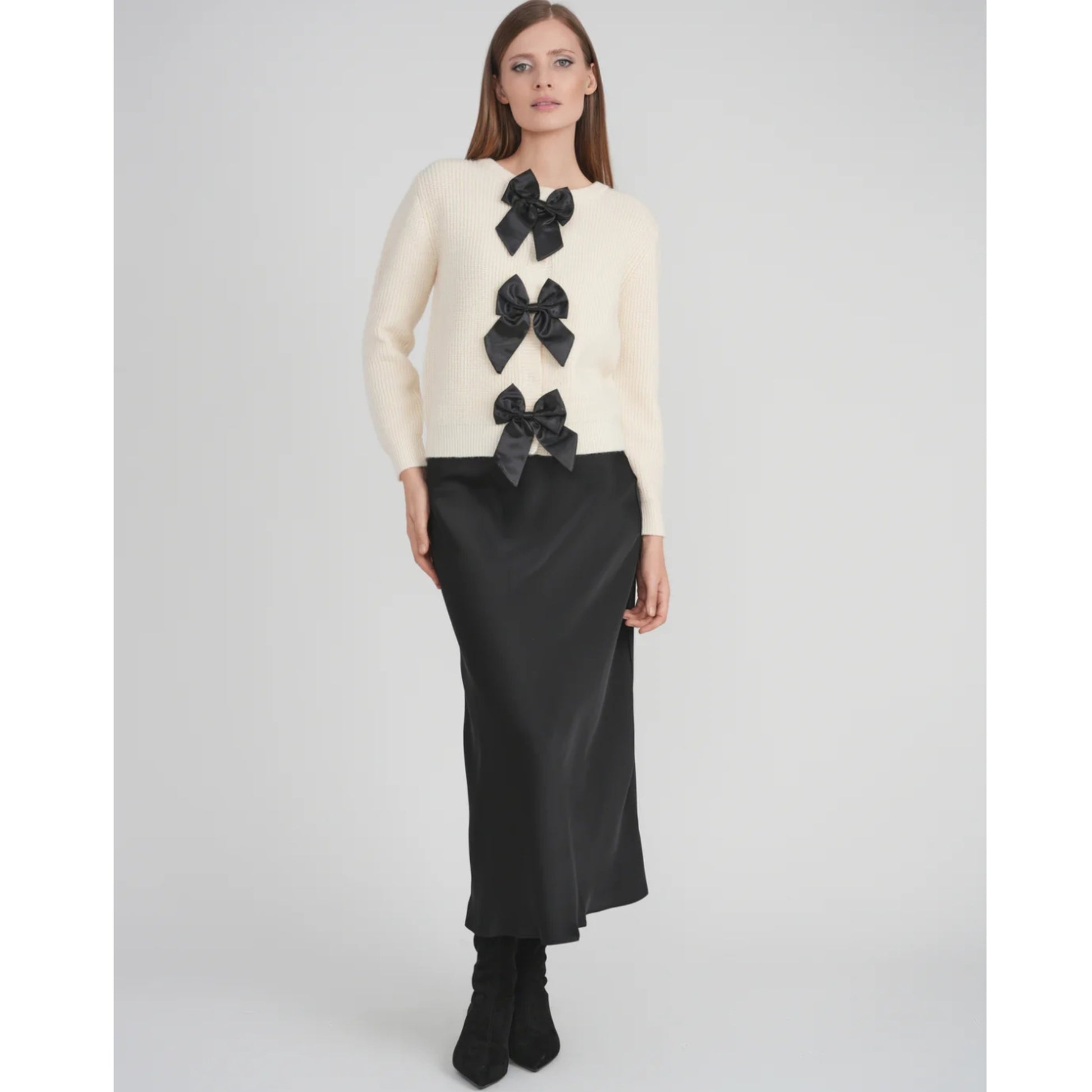 Bow Cardigan Ivory - The Mimi Boutique
