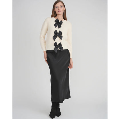 Bow Cardigan Ivory - The Mimi Boutique