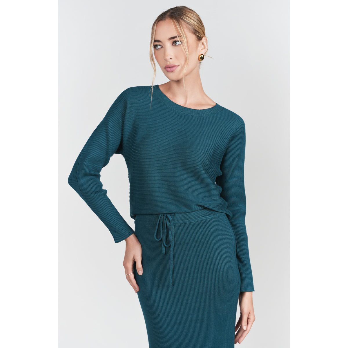 Sweater Rib Top Teal Adina LV
