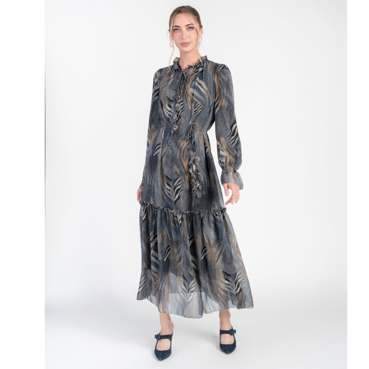 Evie Midi Dress Blue Print