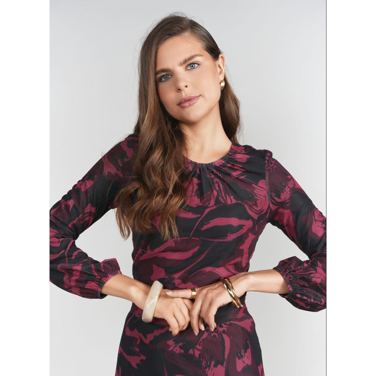 Debbie Top Fuschia Flower Art Adina Lv
