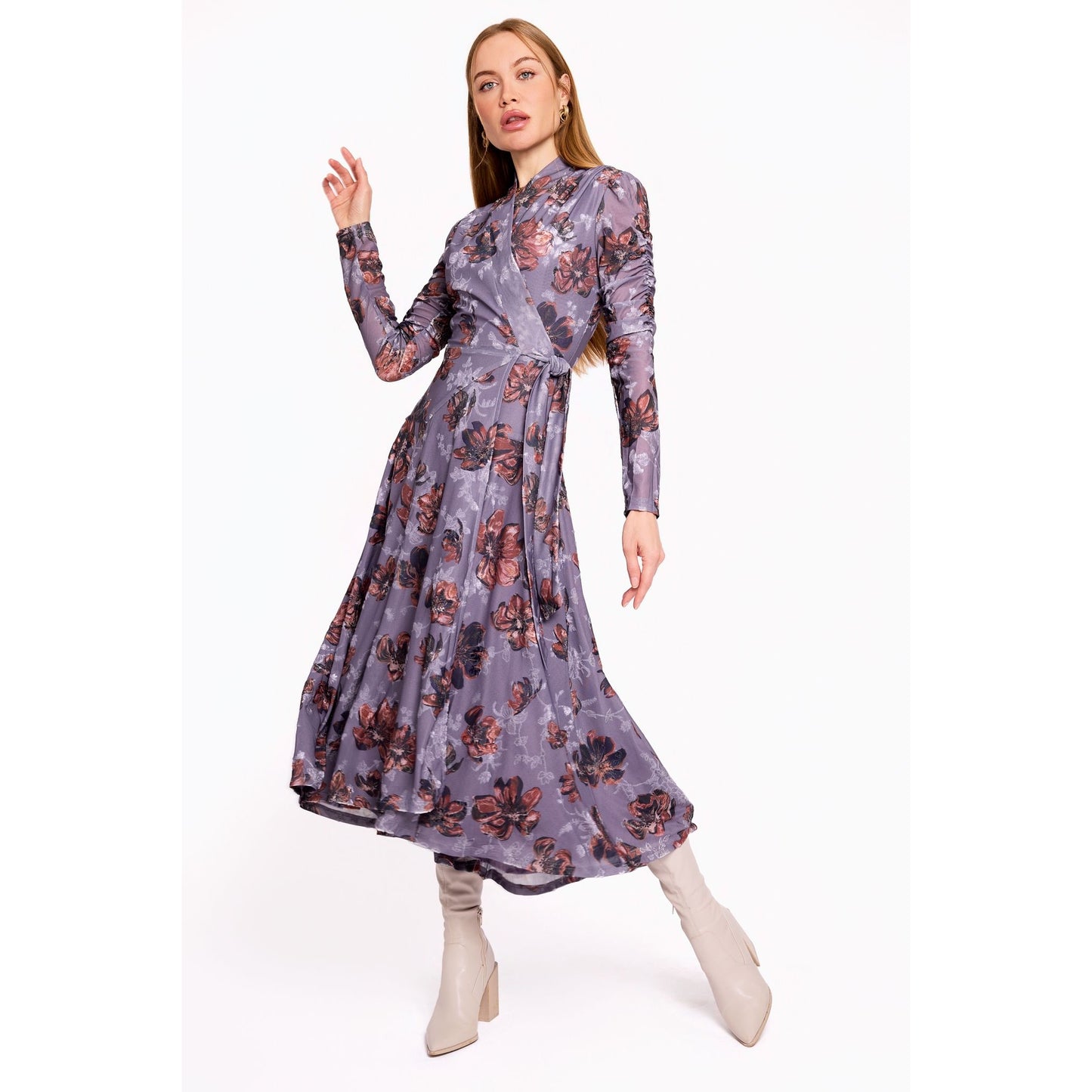 Purple Floral Wrap Dress - The Mimi Boutique