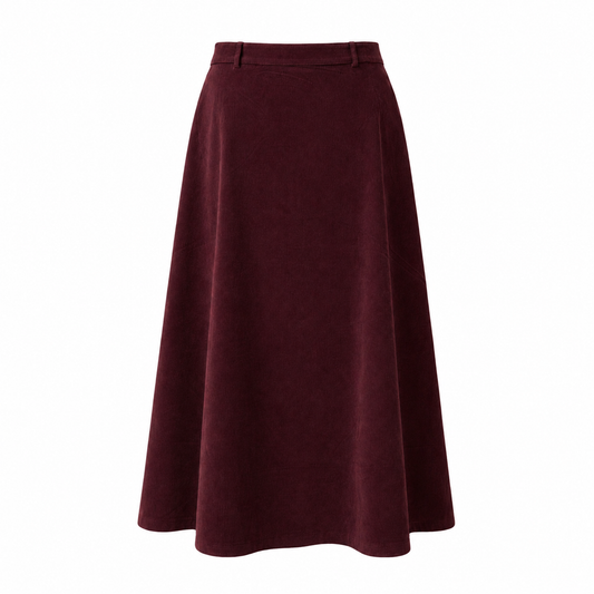 Corduroy Aline Skirt Burgundy Code Plus