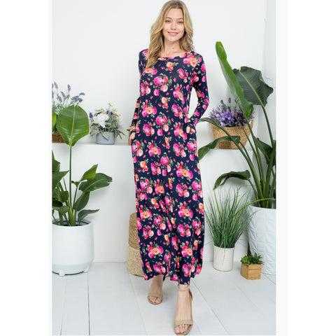 Navy Floral Maxi Dress