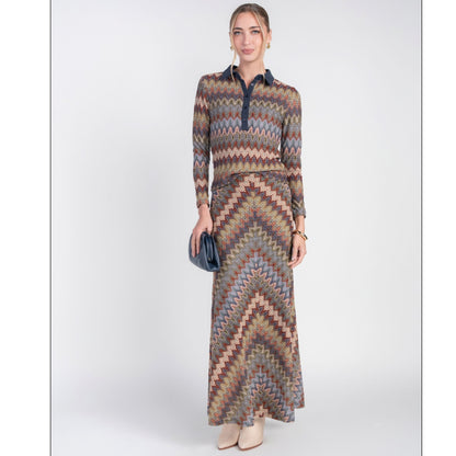 Crochet Maxi Skirt Chevron Autumn Mix Adina LV