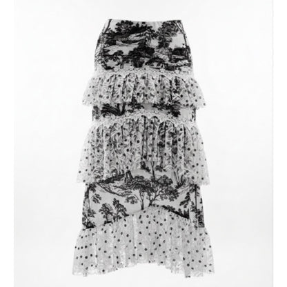 High Low Lace Ruffle Skirt Nina