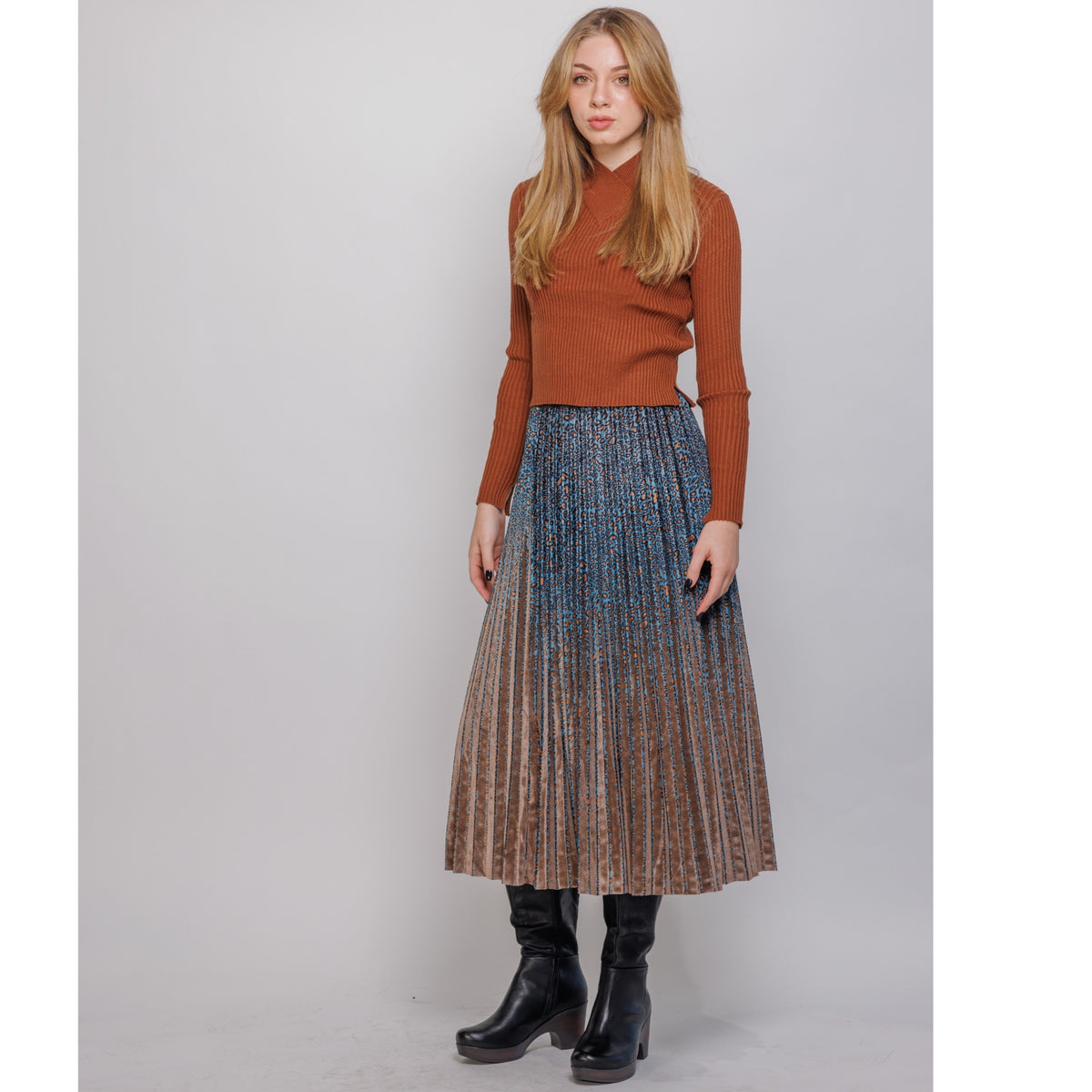 Ombre Leopard Velvet Skirt