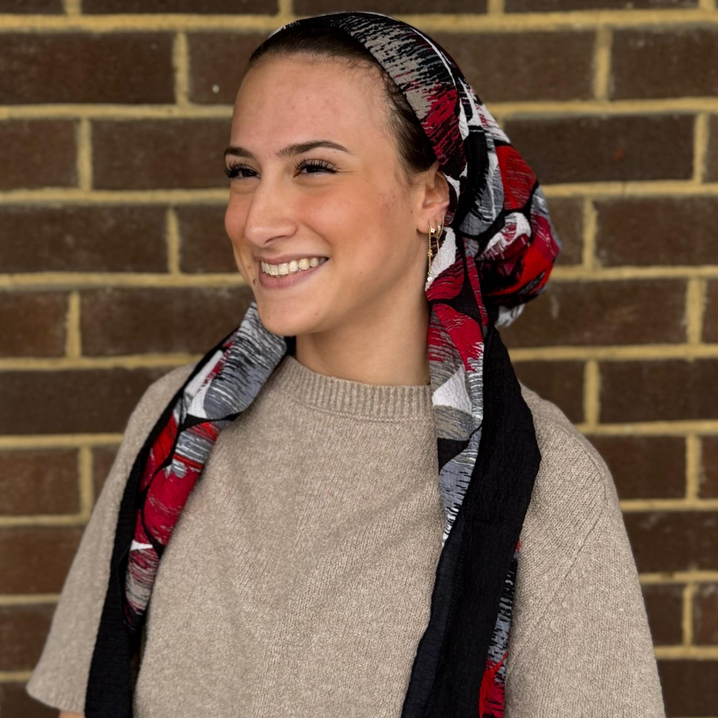 Abstract Floral Crinkle Pre-Tied Scarf Atifa