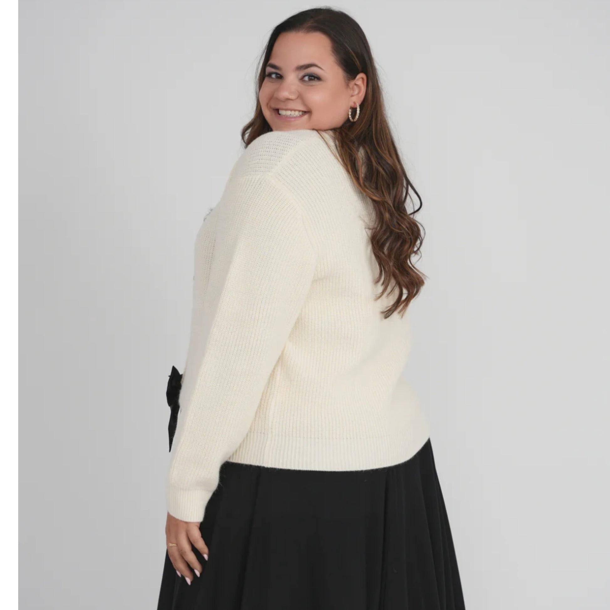 Bow Cardigan Ivory - The Mimi Boutique