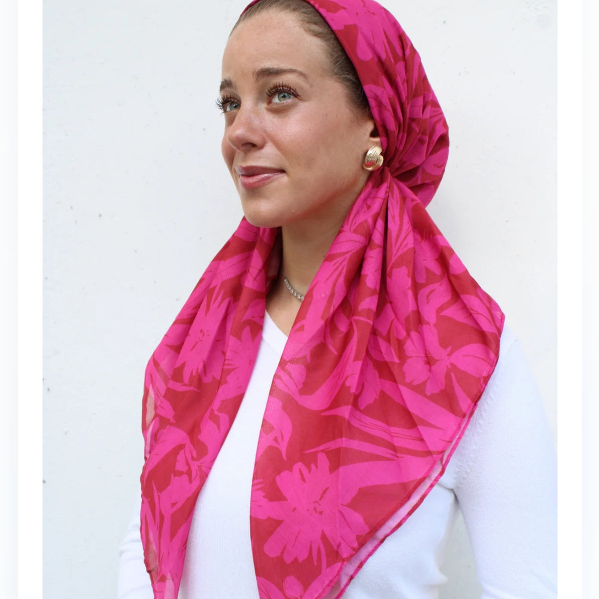 Hot Pink Hibiscus Headscarf SB