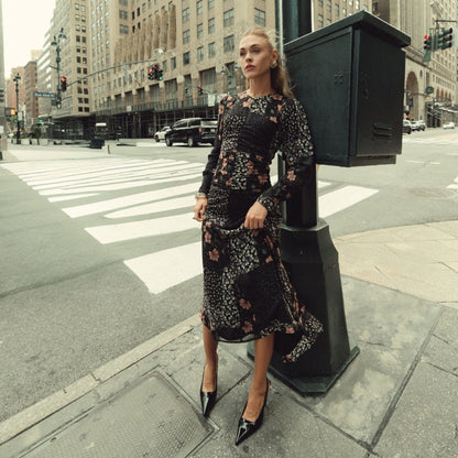 Michalie Midi Dress Patchwork Adina LV