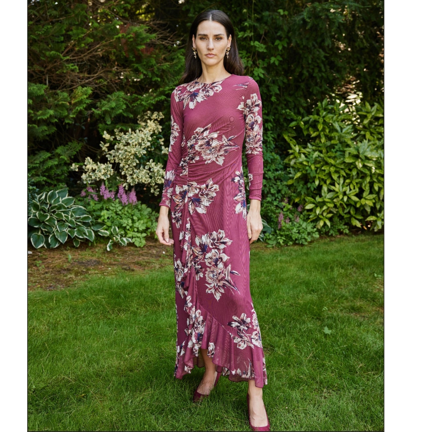 Janet Dress Burgundy Floral
