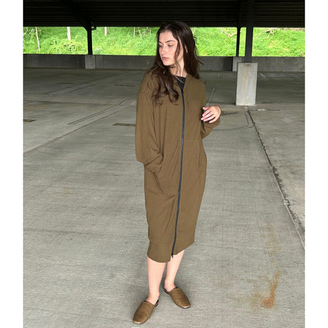 Ribbed Zip Dress Olive Align