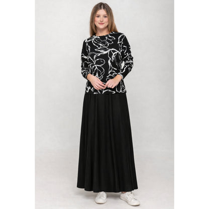 Black Denim Panel Skirt KMW 35" - The Mimi Boutique