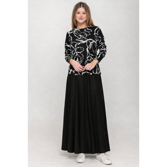 Black Denim Panel Skirt KMW 35" - The Mimi Boutique