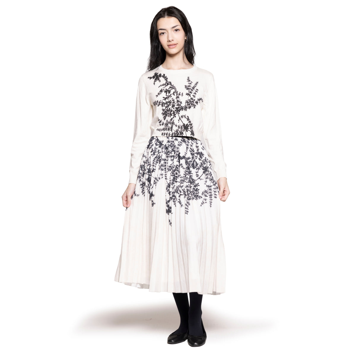 Black White Floral Midi Skirt Lilac Teen