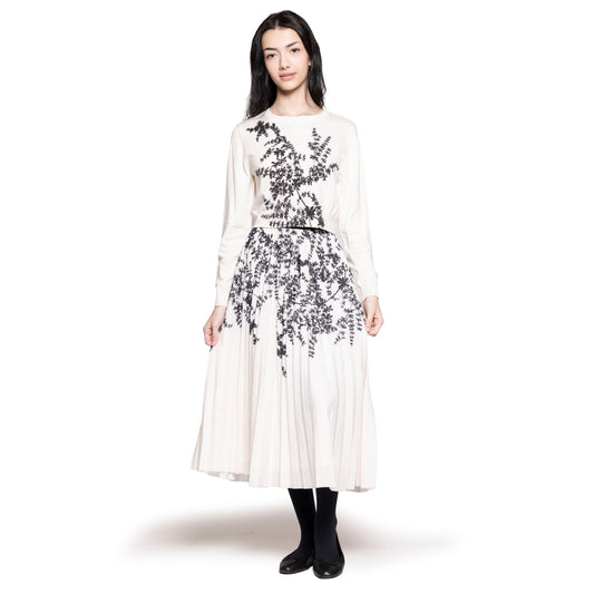 Black White Floral Leafy Sweater Lilac Teen