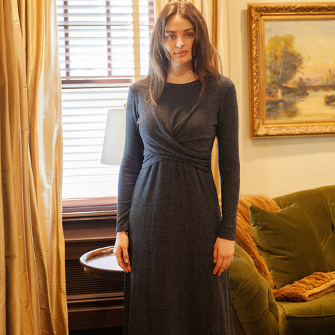 Criss Cross Grey Velvet Maxi Jackie O