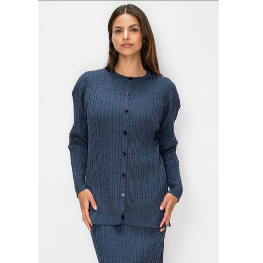 Blue Cable Cardigan Yal