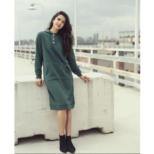 Sara Hoodie Dress Green - The Mimi Boutique