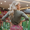Olive Micro Ribbed V-Neck Tee