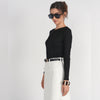Black L/S V-Neck Tee Adina LV - The Mimi Boutique