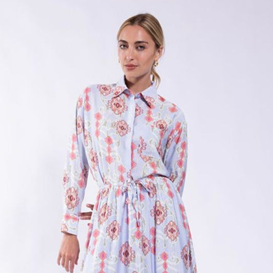 Lilac Printed Button Up