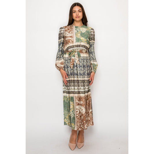 Green Aztec Printed Dress