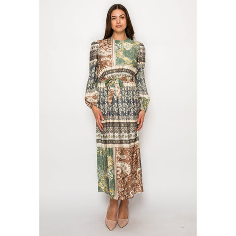 Green Aztec Printed Dress