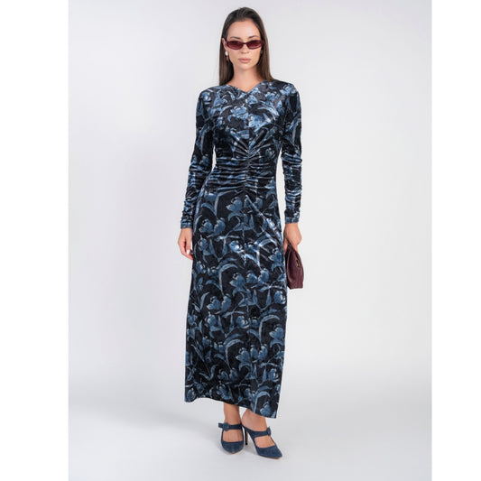 Flora Velvet Maxi Navy Tulips Adina LV