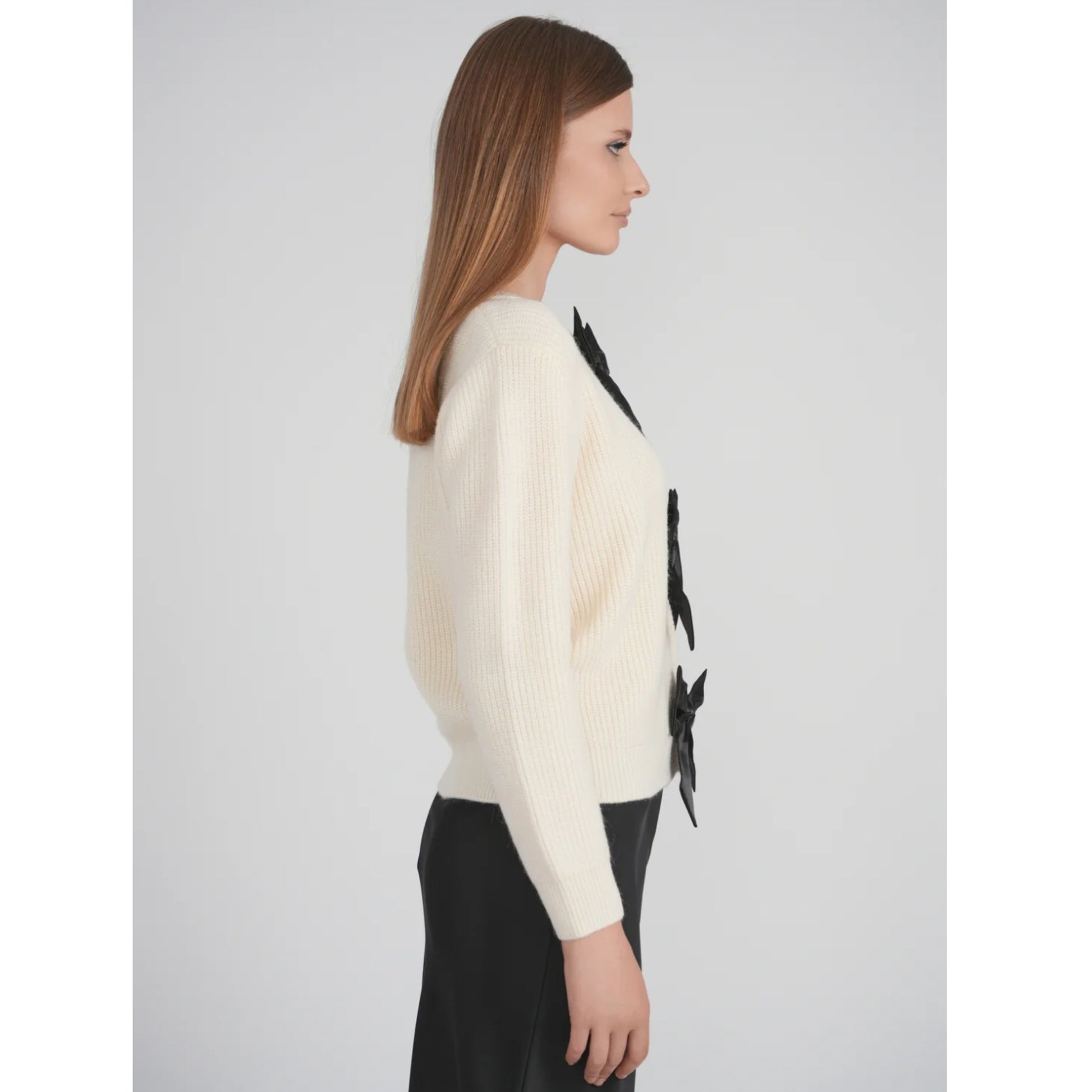 Bow Cardigan Ivory - The Mimi Boutique