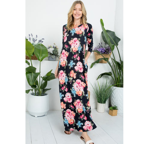 Cluster Floral Maxi Dress