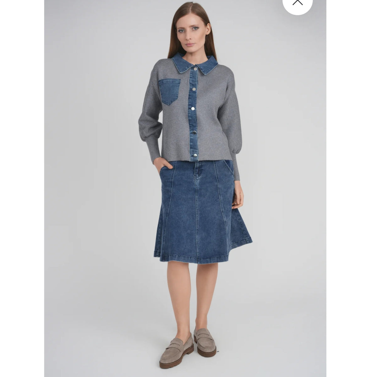 Blue Denim Panel Skirt