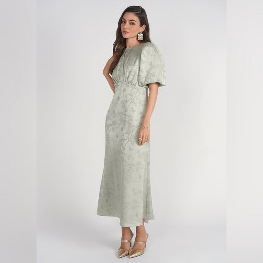 Marlo Dress Mint Jacquard Adina LV - The Mimi Boutique