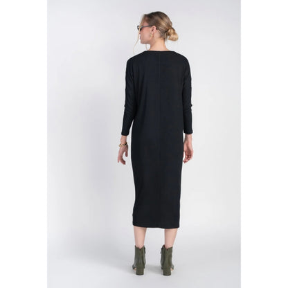 Black Dolman Sleeve Dress With Buttons Adina LV