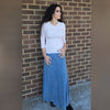 Acid Blue Microribbed Panel Maxi Skirt