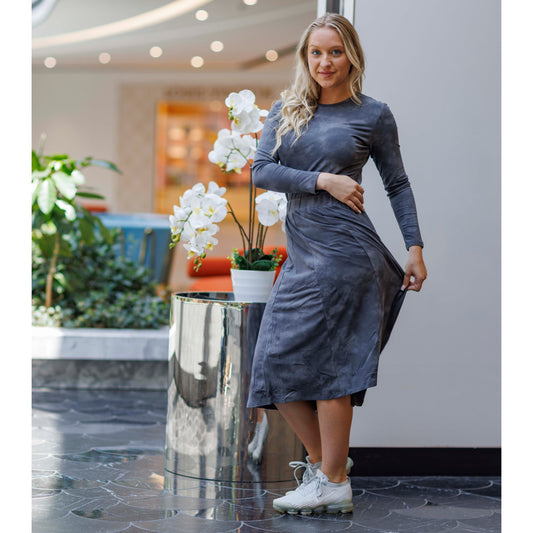 Acid Wash Panel Skirt Gray - The Mimi Boutique