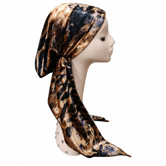 Velvet Black/Tan Headscarf Dacee