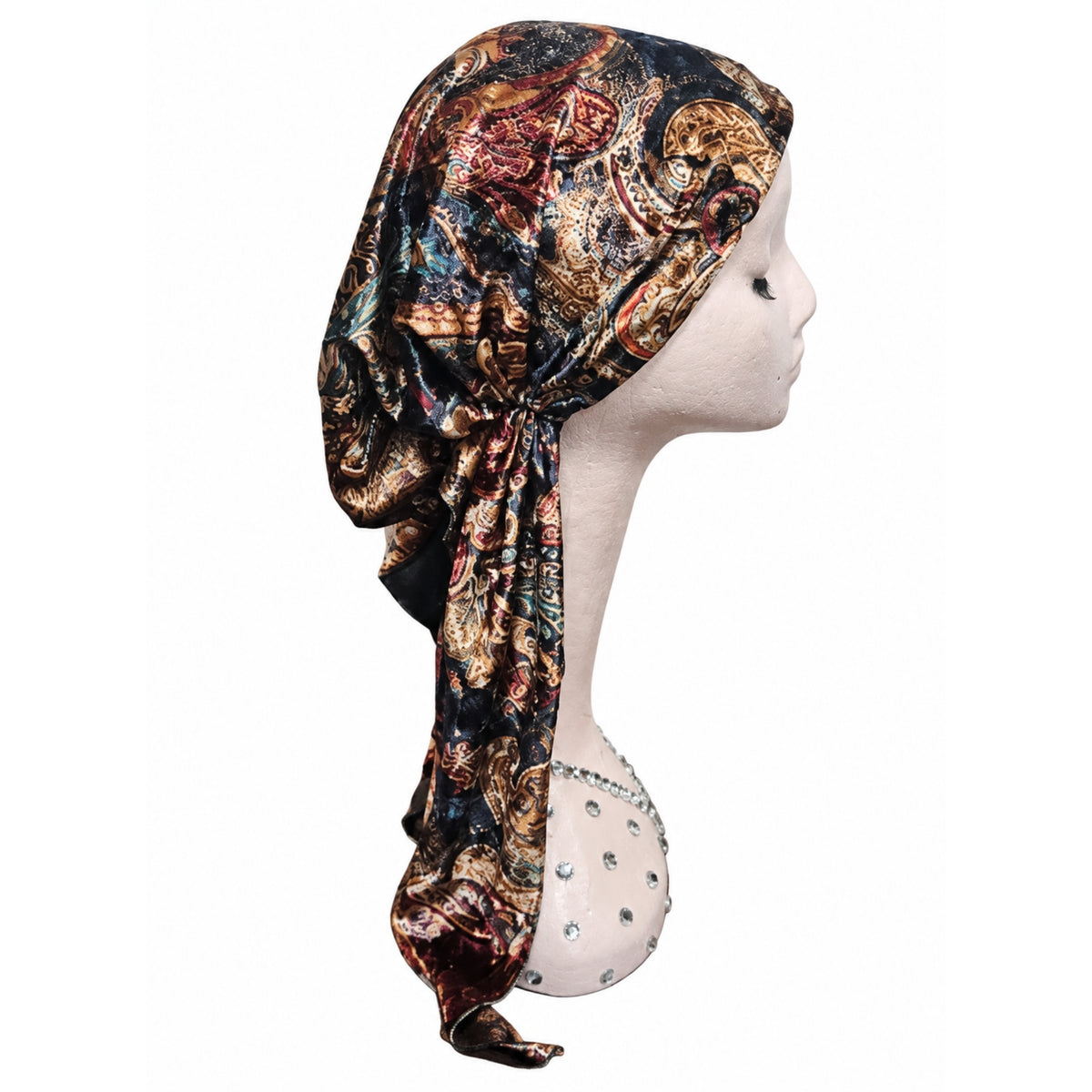 Velvet Paisley Print Headscarf Dacee
