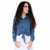Blue Acid Wash Tie Front Blouse