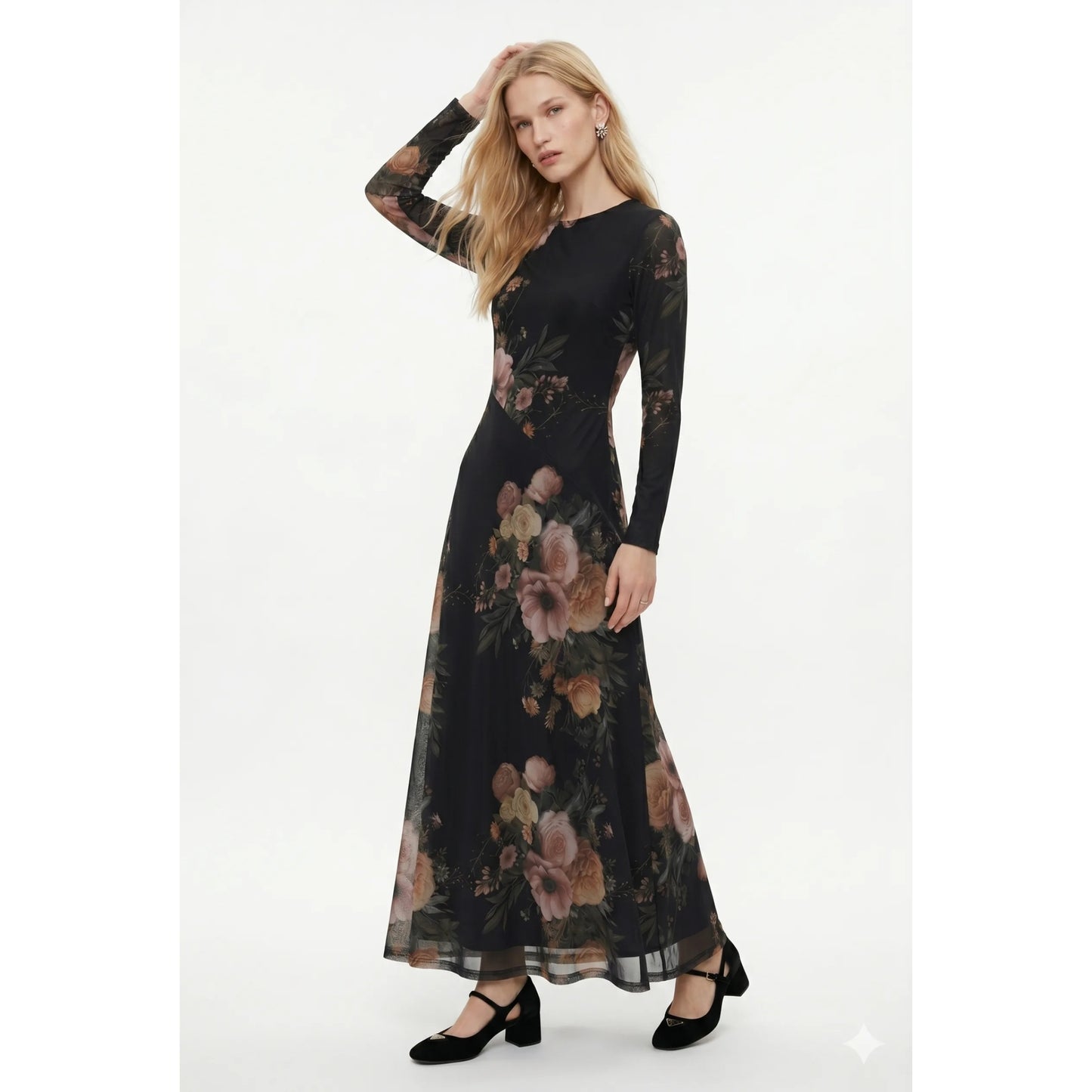 Floral Print Mesh Dress OC