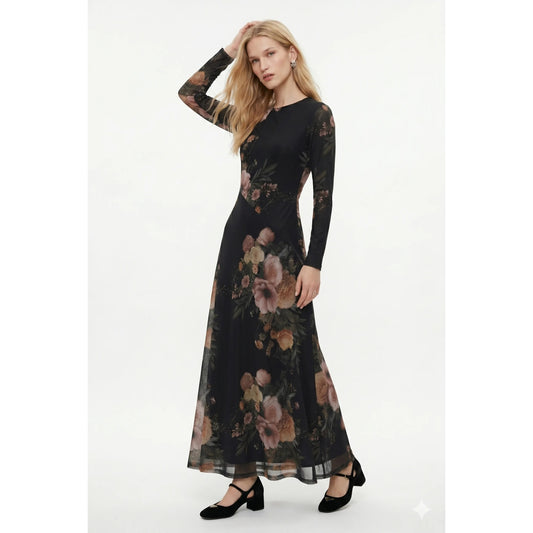 Floral Print Mesh Dress OC