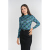 Abstract Plaid Printed Mock Neck Adina LV