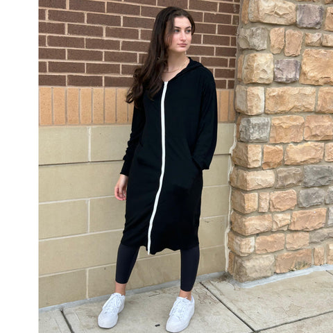Ribbed Zip Dress Black Align
