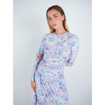 Ruched Watercolor Floral Dress - The Mimi Boutique