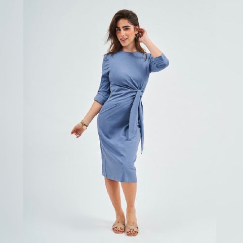 Dusty Blue Tie Dress DF
