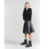 Black Drop Waist Leather Pleated  Skirt Adina LV