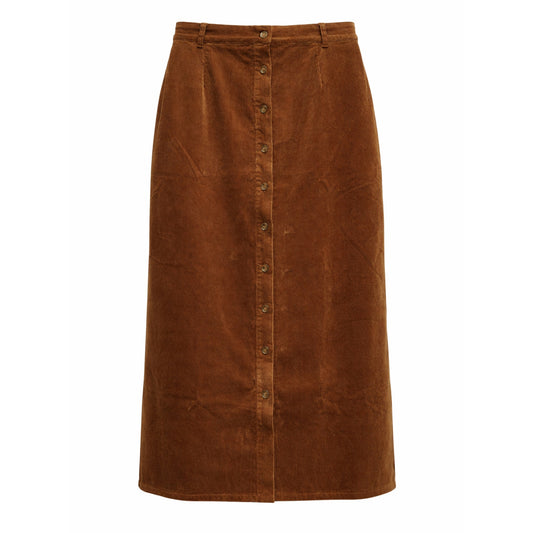 Corduroy Button Cognac Skirt Code Plus