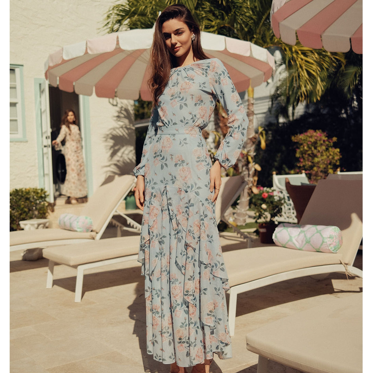 Jodi Skirt Blue & Pink Floral Adina LV - The Mimi Boutique